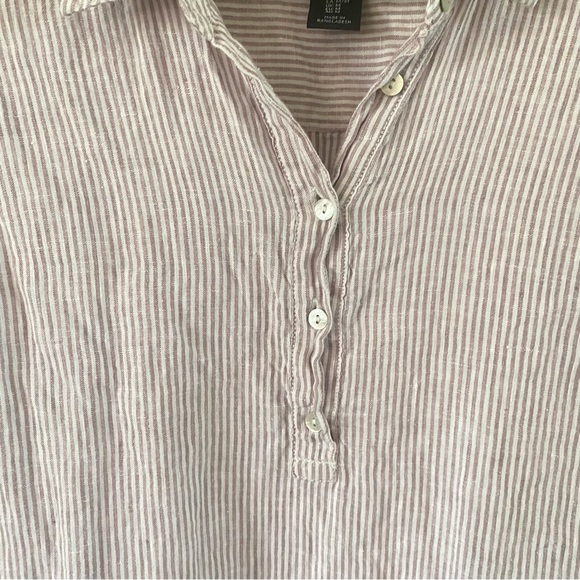 Stripped Quarter Button Up Blouse - Picture 3 of 9